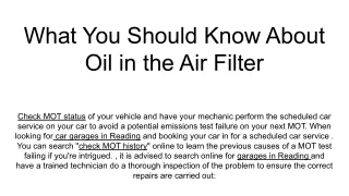 what you should know about oil in the air filter