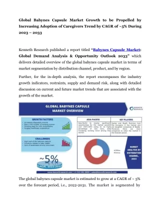 global babynes capsule market growth