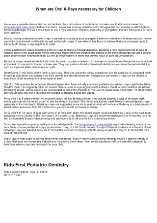 When are Dental X-Rays necessary for Kids