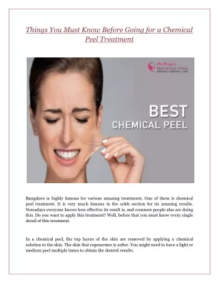 Things You Must Know Before Going for a Chemical Peel Treatment