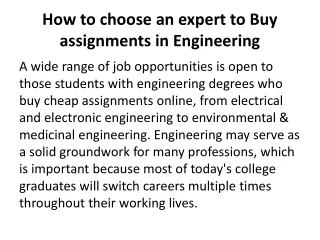 how to choose an expert to buy assignments in engineering