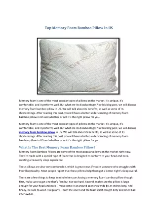 top memory foam bamboo pillow in us