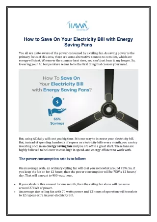 How to Save On Your Electricity Bill with Energy Saving Fans