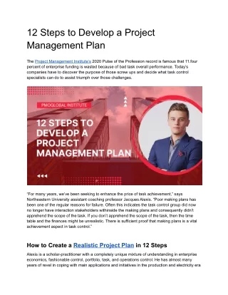 12 steps to develop a project management plan