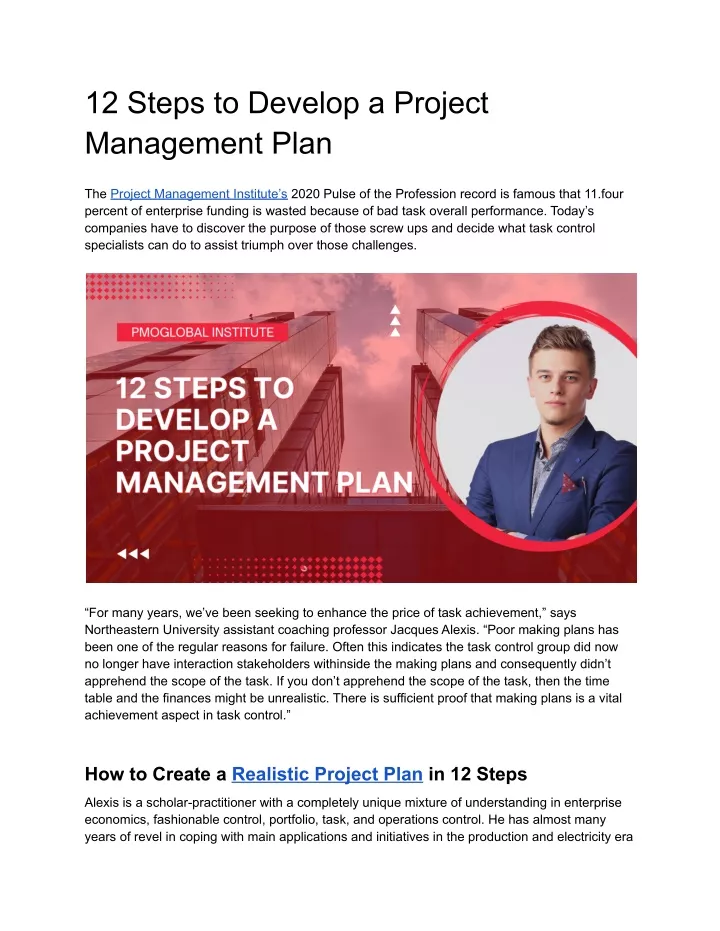 12 steps to develop a project management plan