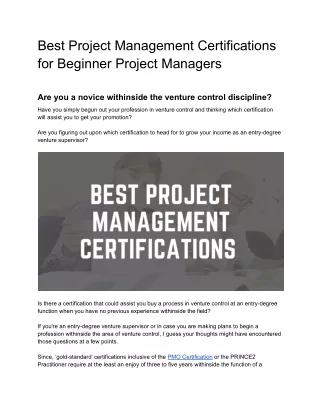 best project management certifications