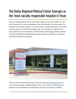 the dallas regional medical center emerges