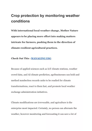 crop protection by monitoring weather conditions