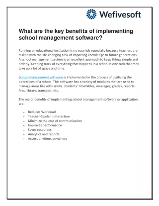 What are the key benefits of implementing school management software?