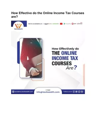 Benefits of doing Online income Tax Course