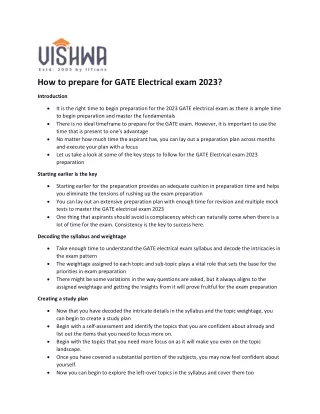 How to prepare for GATE Electrical exam 2023?