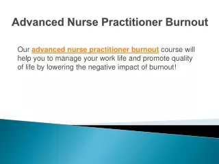 Advanced Nurse Practitioner Burnout