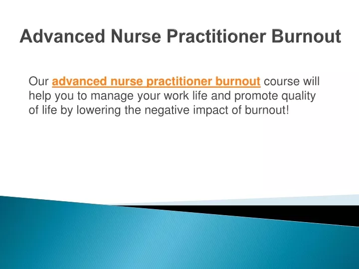 advanced nurse practitioner burnout