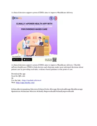 a clinical decision support system cdss aims