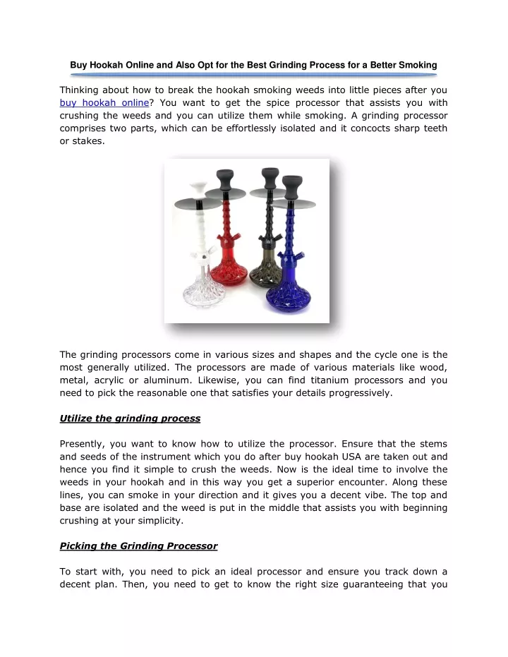 buy hookah online and also opt for the best