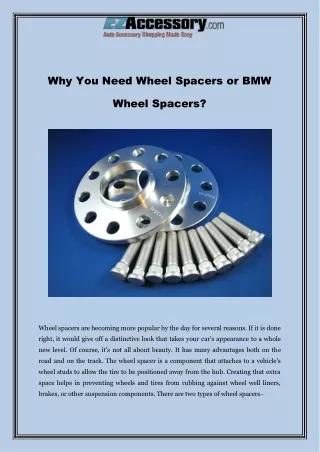 Why You Need Wheel Spacers or BMW Wheel Spacers