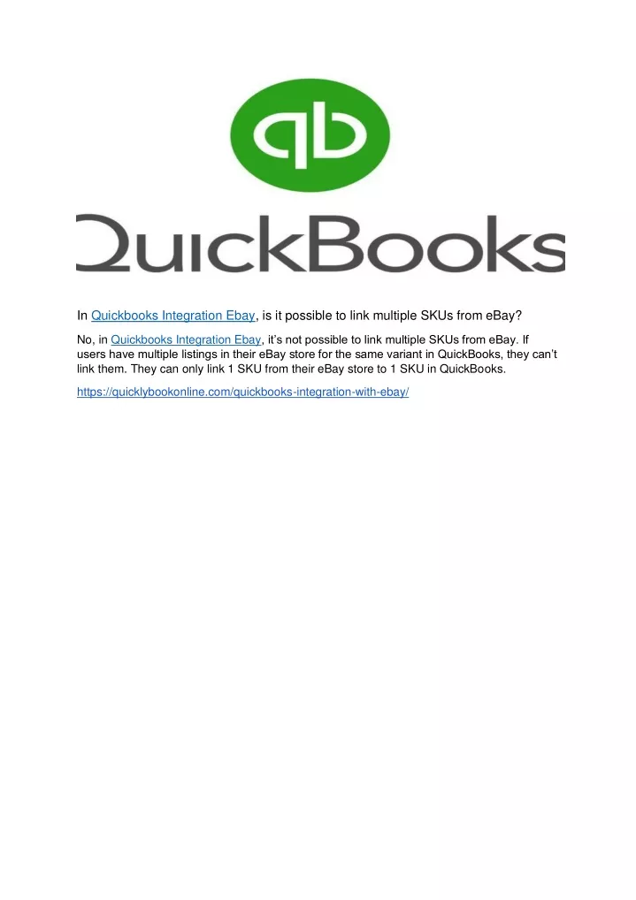 in quickbooks integration ebay is it possible
