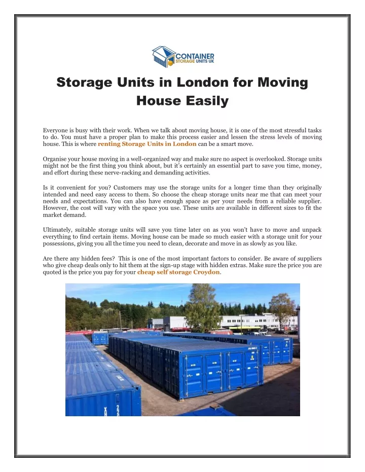 storage units in london for moving house easily