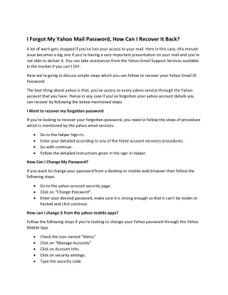 i forgot my yahoo mail password how can i recover