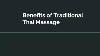 Benefits of Traditional Thai Massage