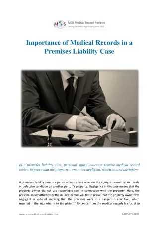 Importance of Medical Records in a Premises Liability Case