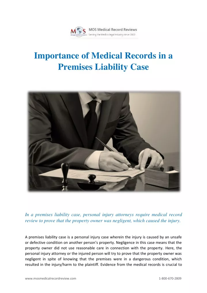 importance of medical records in a premises