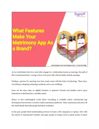 What Features Make Your Matrimony App As a Brand