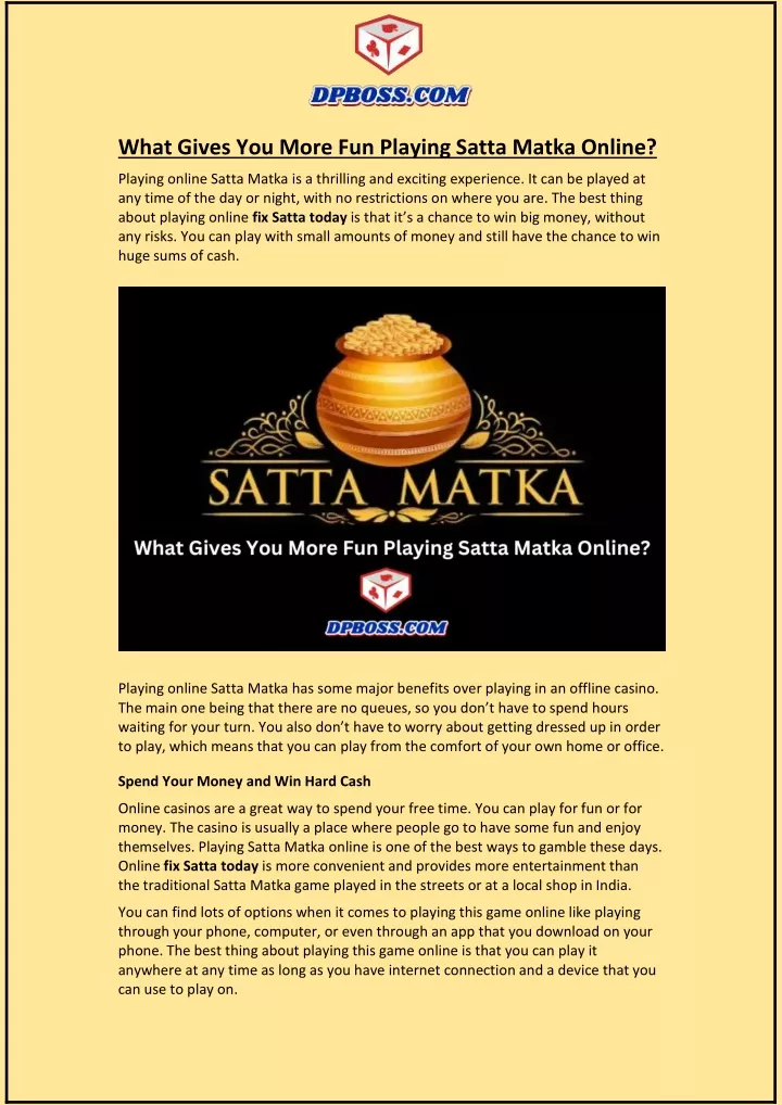 what gives you more fun playing satta matka online
