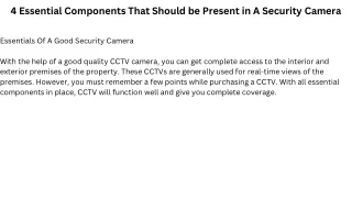 4 Essential Components That Should be Present in A Security Camera