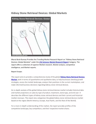 kidney stone retrieval devices global markets