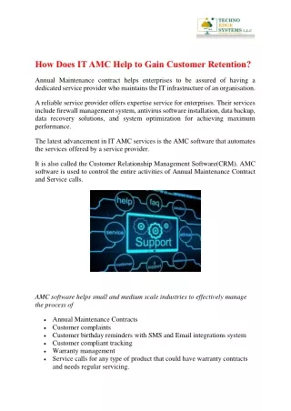 how does it amc help to gain customer retention