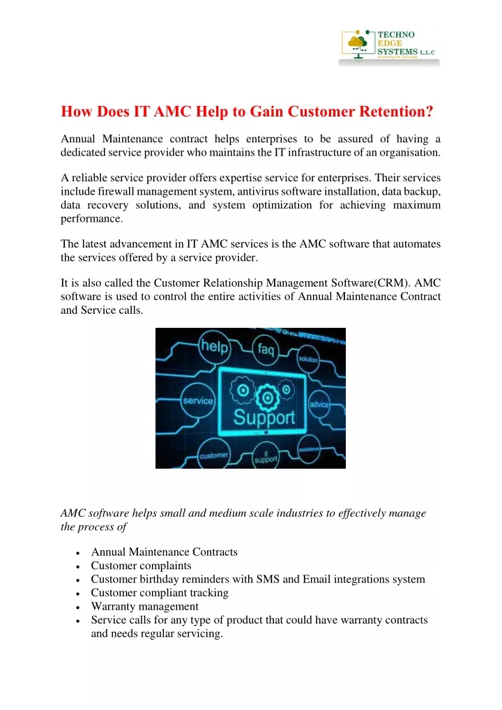 how does it amc help to gain customer retention