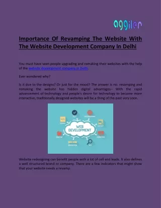 Importance Of Revamping The Website With The Website Development Company In Delhi