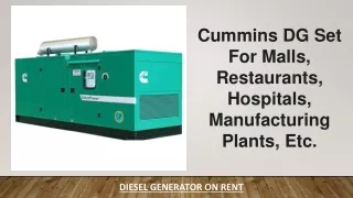 Cummins DG Set For Malls, Restaurants, Hospitals, Manufacturing Plants, Etc.