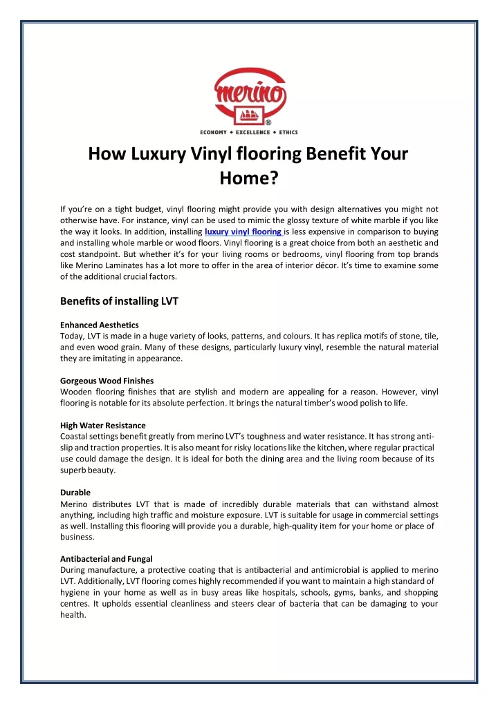 how luxury vinyl flooring benefit your home