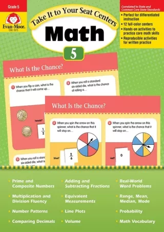 Evan Moor Common Core Math Centers Grade 5 Take It to Your Seat Centers