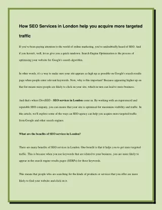 how seo services in london help you acquire more