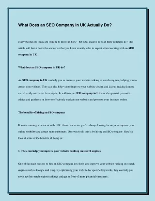 what does an seo company in uk actually do