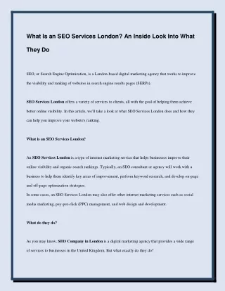what is an seo services london an inside look