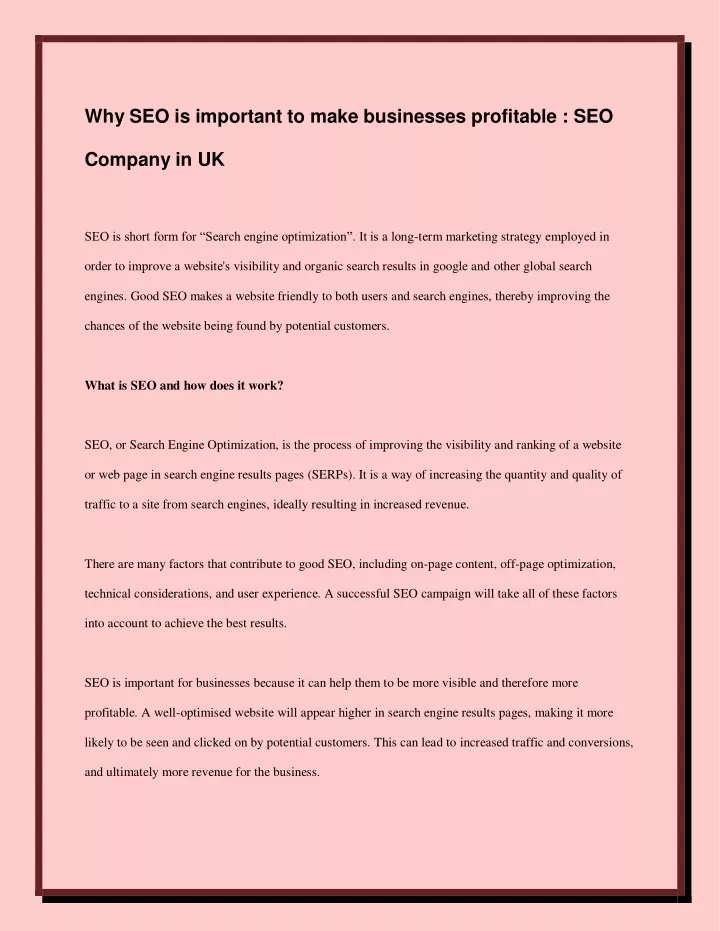 why seo is important to make businesses