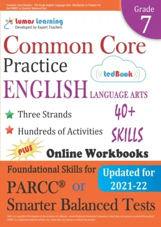 Common Core Practice  7th Grade English Language Arts Workbooks to Prepare