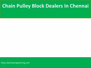 Chain Pulley Block Dealers In Chennai
