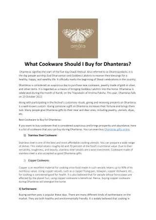 what cookware should i buy for dhanteras