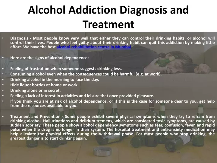 alcohol addiction diagnosis and treatment