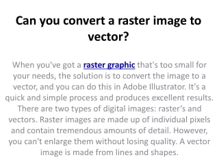 can you convert a raster image to vector