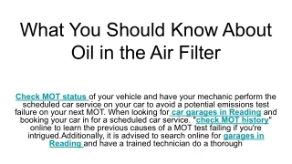 what you should know about oil in the air filter