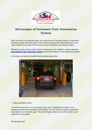Advantages Of Automatic Gate Automation System