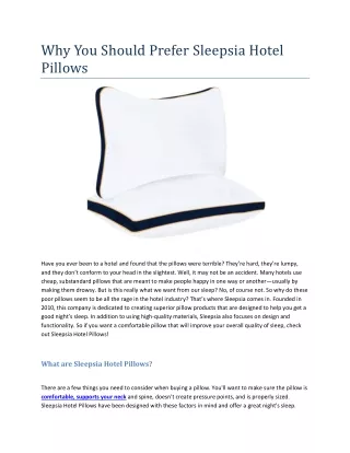 why you should prefer sleepsia hotel pillows