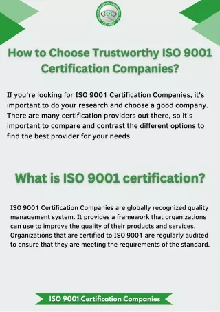 How to Choose trustworthy ISO 9001 Certification Companies?