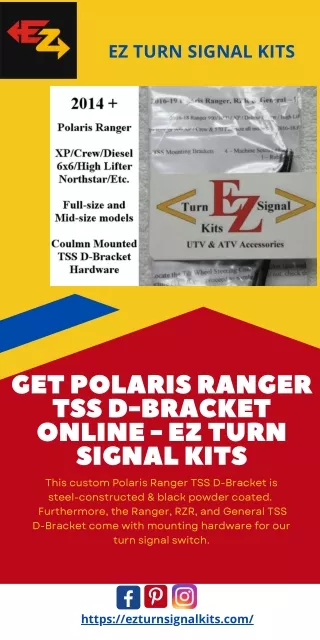 Get Polaris Ranger Tss D-Bracket Online - EZ Turn Signal Kits